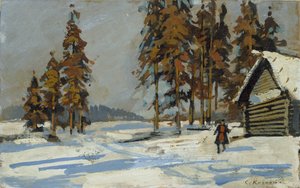 Vinterlandskab, begyndelsen af det 20. århundrede af Konstantin Korovin