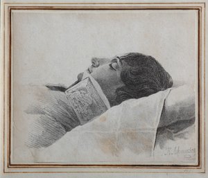 Dimitri Venevitinov 1805-1827 på dødslejet, 1827 af Konstantin Yakovlevich Afanasyev