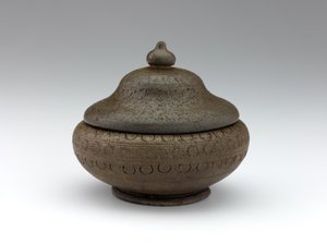 Cinerary urne med imponeret dekoration, sent 7. århundrede (uglaseret stentøj med ovnglans) af Korean School