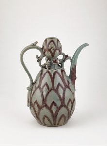 Ewer, midten af 1200-tallet (stentøj med kobberrødt pigment og hvid slip under celadon glasur) af Korean School