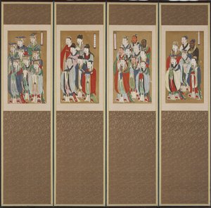 Processionsscene, Choson-dynastiet (farve på papir og silke)