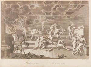 Et russisk badehus. Folkene i Rusland eller beskrivelse af manerer af Charles de..., 1811-1812.