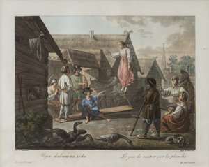Spil om at hoppe på et bræt, ca 1812