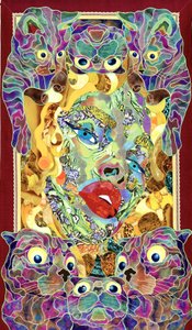 Surrealistisk katte-mosaik