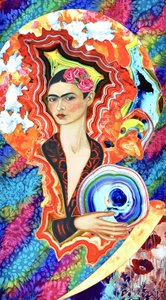 Kvinde med surrealistisk blomsterkrone af Kostyantin Malginov