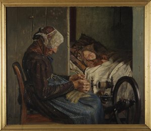 Bedstemoder med sit barnebarn af Kristian Zahrtmann
