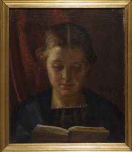 Elisabeth Zahrtmann, kunstnerens søster, læsende af Kristian Zahrtmann