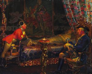 Struensee og Caroline Mathilde ved dronning Sofie Magdalenes døde krop, 1910.