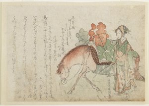 (Woman with a Pack Horse), slutningen af det 18.-begyndelsen af det 19. århundrede af Kubo Shunman