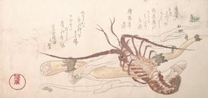 Hummer og grøntsager, 1800-tallet. af Kubo Shunman
