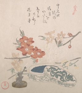 Peach Blossoms, a Seal and a Seal-box, 1800-tallet. af Kubo Shunman