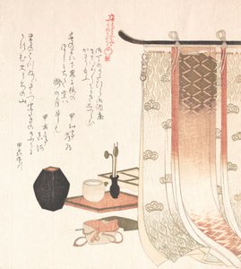 Skærm og redskaber til røgelsesceremonien, 1800-tallet. af Kubo Shunman