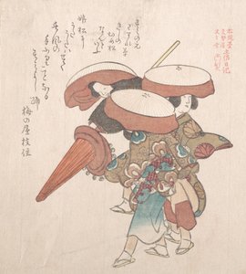 Tre dansere fra Sumiyoshi eller Suminoye, 1800-tallet. af Kubo Shunman