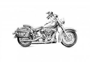 Tegning af en klassisk motorcykel