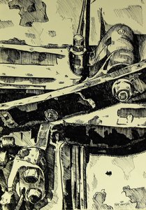 Mørk industriel bygning