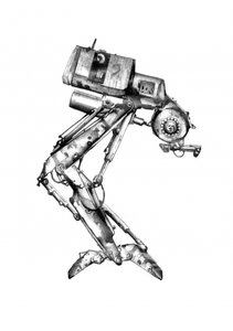 Tegning af en mekanisk robot af Kulik