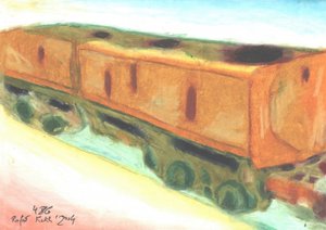 Gamle orange togvogne