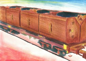 Illustration af et rustikt tog