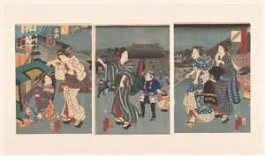 Tempel festival The Seven Komachi and Customs in the East (serietitel) Nana Komachi Azuma fuzoku (serietitel på objekt) af Kunisada (II) , Utagawa