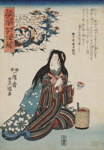 Ono no Komachi, fra serien Parodier af de seks poetiske udødelige Nazorae rokkasen, 1847-1852. af Kunisada