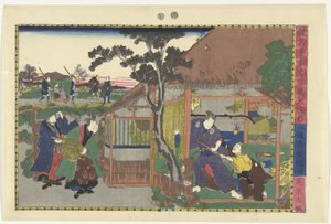 Sjette akt Rokudanme (titel på objekt) Scener fra Kanadehon Chushingura-historien (serietitel) Kanadehon Chushigura (serietitel på objekt) af Kuniteru