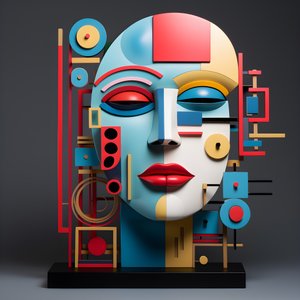 En 3D-skulptur af et smukt menneskeligt ansigt 2