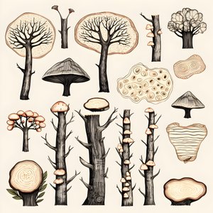 Træstammesektioner, boho-clipart, boho-tegnemønstre, boho-stamme 3