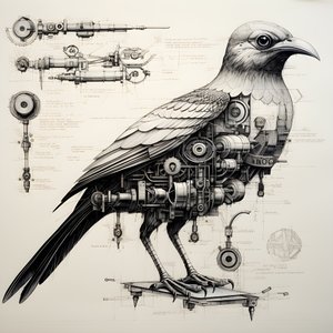 Steam mekaniske fugleplaner fra Da Vinci 1