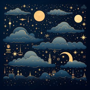 Dette er en samling af isolerede fantasy-illustrationer af himmelelementer 1