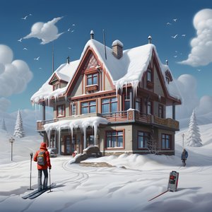 Et hus med en skihat 3