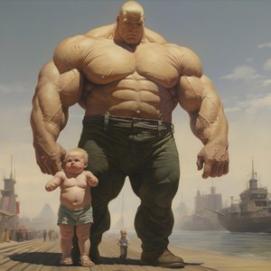 Skræmmende og grim vægtløftende steroid freak buff babe med kæmpe muskuløs mand 3
