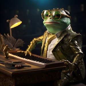 Elton John som en frø med solbriller og klaver 3