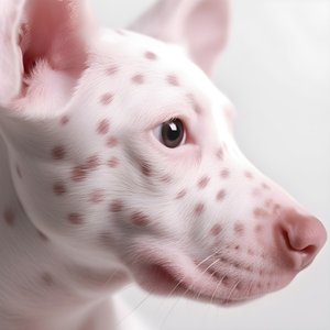 Fascinerende nærbillede af pink gris på hvide dyredalmatiske pletter i moirémønster 2
