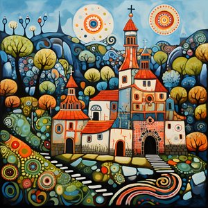 Maleri af en bulgarsk landsby, ortodokse kirke 3