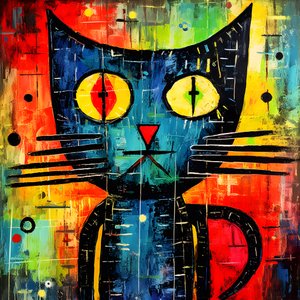 Sød kat, i stil med Picasso, Joan Miro og Basquiat 3
