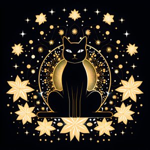 Kat i meditation sidder på en lotusblomst 2