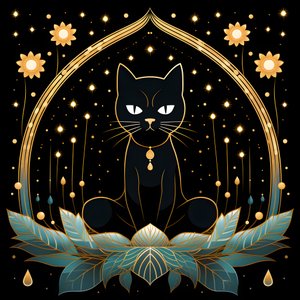 Kat i meditation sidder på en lotusblomst 4