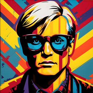 Pop Art-portræt, halvkrop, Farverig, grafisk, Morgen, i stil med Andy Warhol, Roy Lichtenstein, Robert Rauschenberg, Jasper Johns, Keith Haring 3