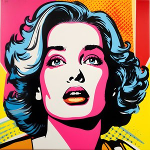 Pop Art-portræt, halvkrop, Farverig, grafisk, Morgen, i stil med Andy Warhol, Roy Lichtenstein, Robert Rauschenberg, Jasper Johns, Keith Haring 4