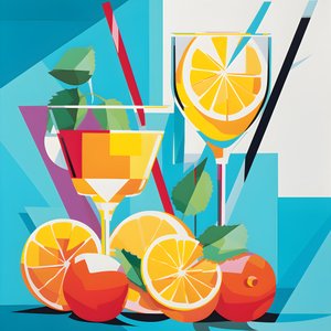 Plakat med citroner, cocktails med citroner, mynte 3