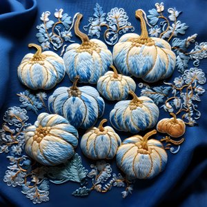 Stickereikubisse i Blautoenen 1