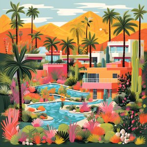 detaljeret illustration af Palm Springs 2