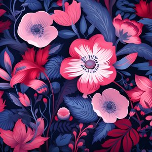 en buket blomster i pink og blå 3