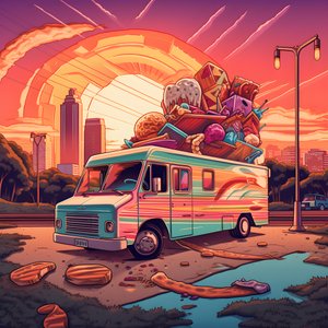 en kunstnerisk begivenhedsplakat for foodtrucks i en skatepark i det nordlige Californien 3