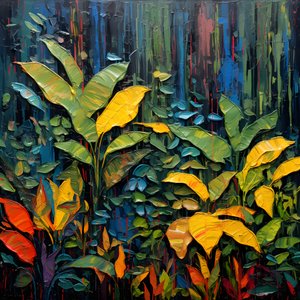 en regnfuld farverig jungle 1