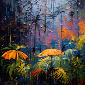en regnfuld farverig jungle 2