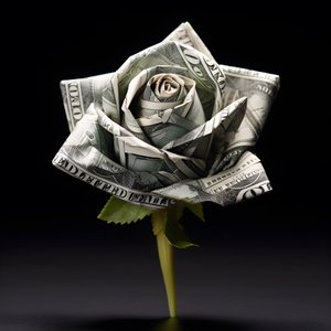 en rose lavet af 100 dollarsedler, der er elektriske 2