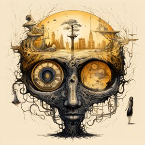 leonardo davinci koncept skitse album artwork rod af et træ, der vokser ud af jorden og stiger op i himlen som knægt og bønnestilken 1