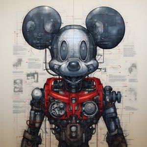 Tekniske tegninger af Cyberpunk Mickey Mouse 1