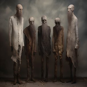 fire lerfigurer af mænd, der står ved siden af ​​hinanden 3